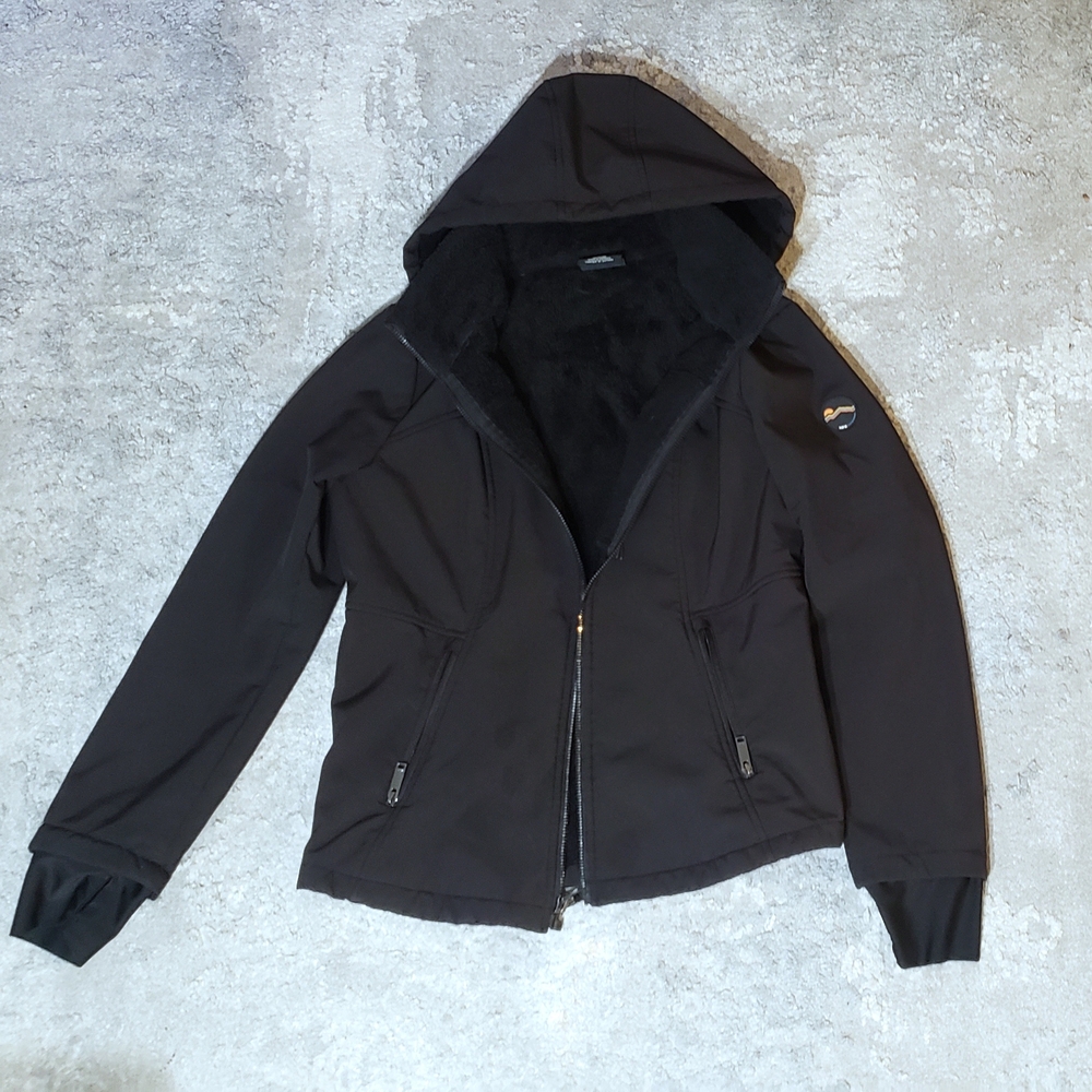 Women's Black Hooded Softshell Jacket